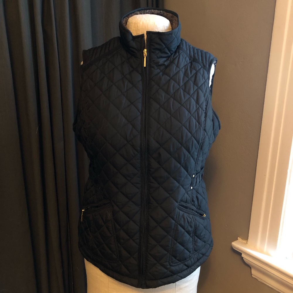 Weatherproof brand women’s Quilted Black Vest faux fur lined